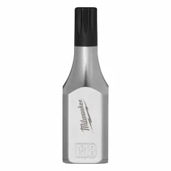 This MILWAUKEE bit socket features a triple square (XZN) tip for driving fasteners with corresponding recesses. With an 8 mm tip size and 1 29/32 in overall length, it is suited for precision fastening tasks in automotive and industrial settings.