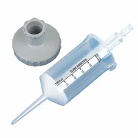 Non-sterile, single-use pipette tip made from clear polypropylene. Designed for repeat volume pipettors with a 5,000 ul capacity. No filter included; not autoclavable. Suitable for general liquid handling in laboratory environments where sterility is not required