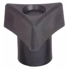 This 3-arm knob features a nylon body with a steel thread insert for manual adjustment and tightening. With a 2.02 in diameter and 3/8"-16 thread, it is suited for use on industrial machinery, fixtures, and clamping systems where frequent hand-tightening is required.