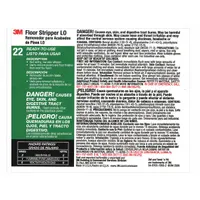 Secondary container label for identifying chemical bottles and containers. Measures 8 1/2 inches wide by 11 inches tall. Legend reads '3M Floor Stripper L0 22'. Supplied in a pack of 12