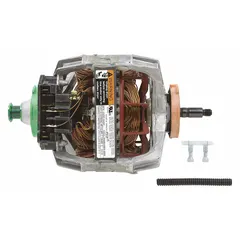 Genuine OEM replacement drive motor for Whirlpool dryers and select washing machines. Powers drum rotation to restore proper tumbling action when the original motor fails. Consult appliance service manual for electrical ratings and mounting dimensions.