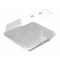 PACTIV Disposable Carry-Out Food Container: White, Hinged Lid Container Container, Foam, 150 PK (MPN YHLW09030000)