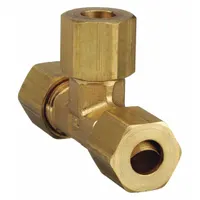 Brass compression fitting with standard sleeve design for connecting tubing in low-to-medium pressure fluid systems. Suitable for use with copper or plastic tubing in pneumatic, hydraulic, and instrumentation lines. Supplied in a 10-pack