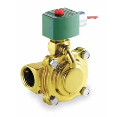 This REDHAT solenoid valve is a 2-way, 2-position normally closed valve with a 1 in pipe size. It operates on 240V AC and features a watertight coil enclosure for moisture resistance. The NBR seal makes it suitable for use with compatible fluids in industrial automation, water treatment, and process control systems.