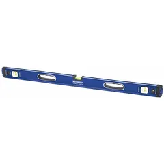 This 48-inch magnetic box level features a side-read-only acrylic barrel and an aluminum frame. Rare earth magnets provide secure attachment to ferrous surfaces for level and plumb checking. Suitable for construction, framing, and industrial maintenance applications on steel beams, pipes, and equipment.