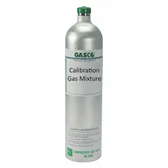 Disposable calibration gas cylinder containing 30 ppm ammonia in a nitrogen background. Provides ±5% accuracy for verifying and adjusting the response of portable gas detectors used to monitor ammonia levels in industrial environments.