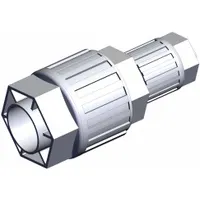 PFA compression tube fitting with compression x compression ends. Part of the LQ3 Series. Complies with RoHS_6 and RoHS_10 standards. Used for connecting tubing in fluid handling systems