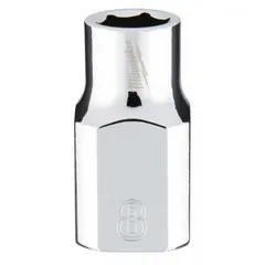 This 6-point standard socket features an anti-roll design to prevent rolling on sloped surfaces. With a 3/8 in drive and 8 mm metric size, it is suited for tightening or loosening hex fasteners in automotive, industrial, and maintenance applications. The chrome finish provides corrosion resistance.