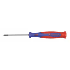 This precision Torx screwdriver features a T7 tip size and an overall length of 6-1/4 inches. It is designed for driving and removing Torx fasteners in applications such as electronics repair, small appliance maintenance, and precision assembly where controlled torque and access are required.