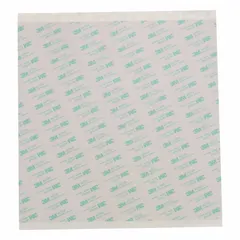3M 467MP adhesive transfer tape squares are 12-inch by 12-inch sheets with a 2.3 mil thick acrylic adhesive on a polycoated kraft paper liner. The repositionable adhesive allows precise placement before bonding. Suitable for bonding films, foils, and nameplates in industrial assembly, signage, and electronics. Each pack contains 12 squares.