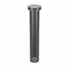 Steel clevis pin with plain finish, 3/8 in diameter and 2-1/8 in shank length, overall length 2.125 in. Used in clevis and hitch-pin assemblies for quick-release joints in machinery and equipment. Supplied in a pack of 25.
