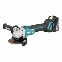 This cordless angle grinder features an 18V DC brushless motor and accepts 5 in or 4 1/2 in wheels. It includes two 5.0 Ah LXT® batteries and a standard head design with overload protection. Suitable for cutting, grinding, and surface preparation on metal, masonry, and tile.