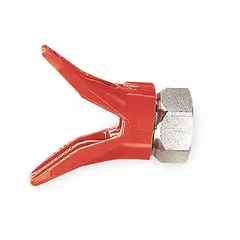 This red airless spray gun tip guard protects the spray tip during operation, reducing the risk of injury from accidental contact. It is designed for use with TITAN model 0516719 airless spray guns.