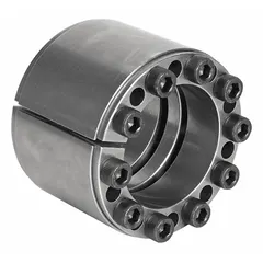 Inch-system keyless bushing with multi-screw locking assembly for mounting components on a 3 7/8 in shaft. Outer diameter 5 45/64 in, width 4.488 in, no flange. Used in power transmission applications such as conveyors, pumps, and gearboxes.