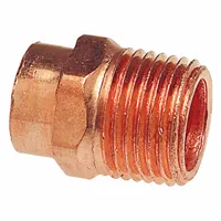 Wrot copper adapter with 5/8 in CTS cup end for soldering onto copper tubing and 3/4 in male NPT threads for connecting to threaded fittings. Used in plumbing and HVAC systems to transition between copper tube and threaded pipe