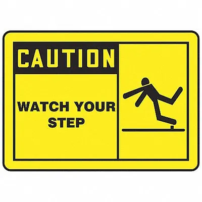ACCUFORM Caution: Watch Your Step Sign, Adhesive Vinyl, 3-1/2 x 5 in, 5-Pack - Caution: Watch Your Step Signs