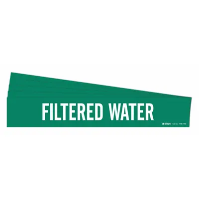 BRADY Pipe Marker: Filtered Water, Green, White, Fits 8 in and Larger Pipe O.D. - Filtered Water Adhesive Pipe Markers