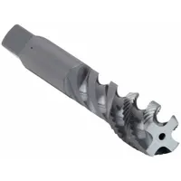 General purpose spiral-flute tap for threading blind holes. Spiral flute design lifts chips upward to prevent clogging. Suitable for steel, stainless steel, and aluminum. Thread size 5/8"-11 UNC, 2B class of fit, 4 flutes, modified bottoming chamfer