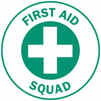 BRADY Hard Hat Label: First Aid Squad - Safety