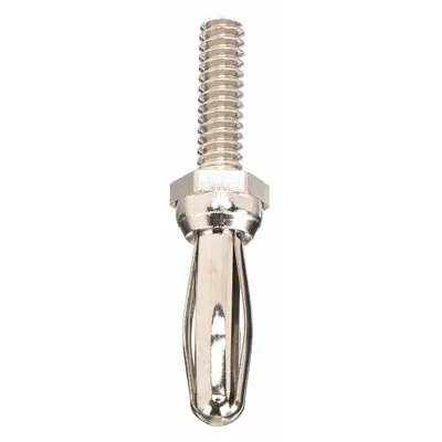 POMONA Banana Plug, Brass, Silver, 5,000 V, 15 A, 1/2 in Length - Banana Plugs