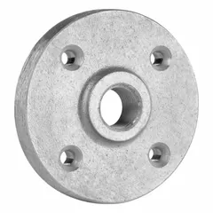 This flat metal floor flange is rated Class 125 per ANSI/ASME B16.1, with a 3 7/8 in outside diameter and four bolt holes. It is designed for mounting pipes or equipment to floors or flat surfaces in industrial piping systems, with a maximum operating pressure of 125 psi at 72 °F.