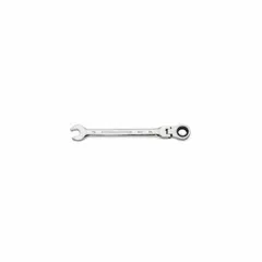 This 14 mm metric 12-point ratcheting combination wrench is made of alloy steel with a full polish chrome finish. The ratcheting box end allows for faster fastener turning without repositioning the tool, suitable for automotive repair, industrial maintenance, and mechanical assembly.