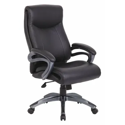 OEM Fixed-Arm Office Chair, Black Leather, Black Frame - Fixed-Arm Office Chairs
