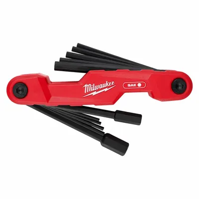 MILWAUKEE Hex Key Set: 11 - 15 Pieces, Folding, SAE, Std End, Long, 11 Pieces, Holder - Folding Key Sets