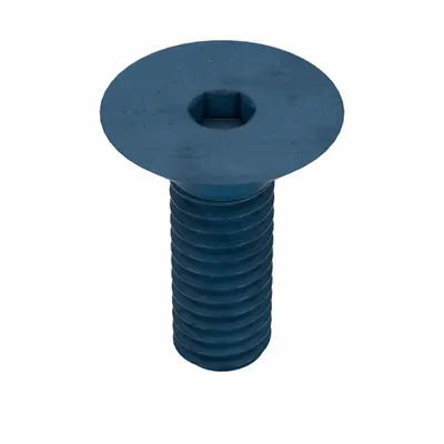 METRIC BLUE M4x0.70 x 12 mm Flat Head Socket Cap Screw - Flat Head Socket Cap Screws