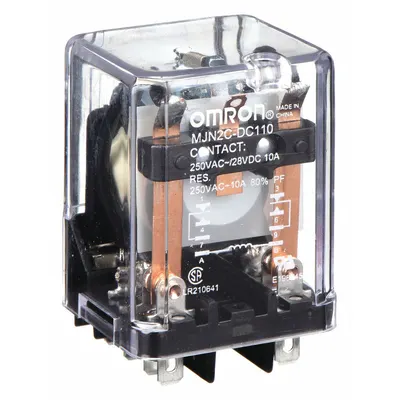 OMRON General Purpose Relay: Socket Mounted, 10 A Current Rating, 110V DC, DPDT - Socket-Mounted Relays