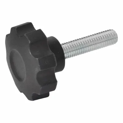 JW WINCO 8-Arm Knob with Threaded Stud, M6 x 15 mm, Plastic with Steel Thread - 8-Arm Knobs with Threaded Stud
