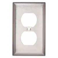 HUBBELL Wall Plate: Duplex Outlet, 1 Gang, Silver, Std Size (MPN SS8)