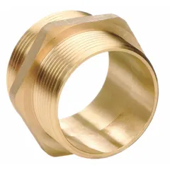 This brass rigid adapter connects fire hydrants and standpipes to hoses. It features a 3 in NPT x NH straight male x male configuration. Typical applications include municipal firefighting, industrial fire-suppression systems, and commercial standpipe installations.
