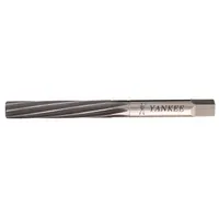 This left-hand spiral-flute hand reamer is made from high speed steel and has a 17/64 in size. It is designed for left-hand rotation and is used for enlarging and finishing holes to precise diameters in manual reaming operations