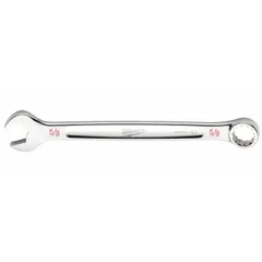This MILWAUKEE SAE 12-point combination wrench features a 5/8 in head size and an overall length of 8-1/4 in. The chrome finish provides corrosion resistance for use in mechanical, automotive, and industrial maintenance applications.