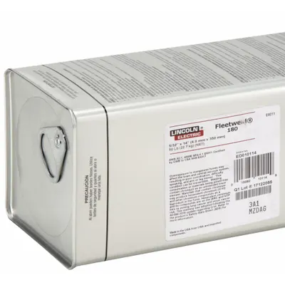 LINCOLN ELECTRIC Fleetweld 180 E6011 Stick Electrode, 5/32 in x 14 in, 50 lb - Electrodes for All-Position Welding with AC Power