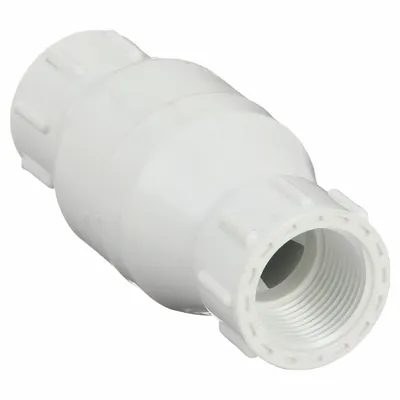Dayton Spring Check Valve: Inline Valve Body, 3/4 in Pipe Size, IPT x IPT, PVC - PVC Poppet Check Valves