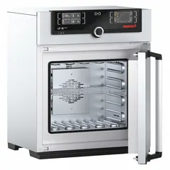 Mechanical forced-air convection oven with 1.1 cu ft capacity, 300°C max temperature, and 1,600 W power. Operates on 230V AC with temperature uniformity of ±2.7°C and accuracy tolerance of ±0.1°C up to 99.9°C, ±0.5°C at 100°C+. Used for drying, heating, thermal testing, sample preparation, aging tests, and material conditioning in laboratory and industrial processes.