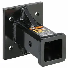 This carbon steel receiver tube is designed for bolt-on installation to mount a hitch receiver on a vehicle or trailer. It has a 5/8-inch inside diameter and is compatible with 2-inch hitch receivers. Suitable for towing and material handling applications.