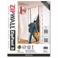 This plastic, white panel measures 5 ft wide by 12 ft high and is used with ZipWall poles to form dust barrier doors and panels. It helps contain dust and debris in work areas during construction, renovation, or maintenance