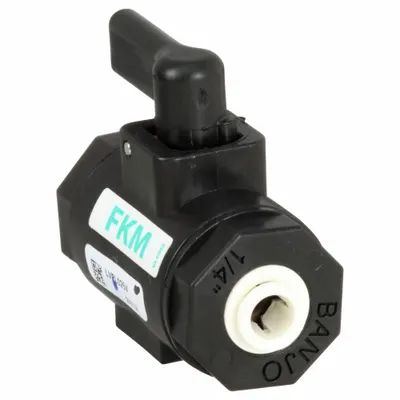 BANJO LVPL025V Polypropylene Ball Valve, 1/4 in, Push x Push, Lever Handle - Polypropylene Ball Valves