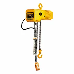 This heavy-duty electric chain hoist is designed for extended lift applications requiring vertical reach up to 40 ft. It operates on 115/230V AC and provides a headroom clearance of 28 to 30 inches. Suitable for material handling tasks in industrial settings such as manufacturing and warehousing.