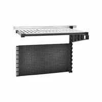Pegboard accessory kit from the Elevation series, designed for organizing tools and supplies in workspaces. Includes accessories. Color: Black. Dimensions: 36 in length, 18 in depth