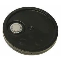 This black plastic tear tab lid features a gasketed, snap-on, spout design for secure closure. With a 12 1/4 in overall diameter, it is suitable for use on standard pails and drums in material handling and storage applications