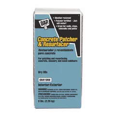 Cement-based compound for patching cracks, filling holes, and resurfacing worn concrete areas on driveways, steps, and floors. Bonds to wood and concrete. No VOC content. Gray color.
