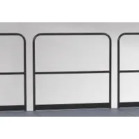 This steel guardrail is designed for use on stages, platforms, and elevated work areas as a temporary safety barrier. With an overall height of 3.5 ft and width of 48 in, it helps prevent falls during events, construction, or maintenance. Suitable for portable stage packages