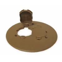 Round floor box cover made of PVC with a bronze finish. Measures 5-1/2 inches in diameter by 9/16 inches in height. Used to protect and conceal electrical floor boxes in commercial or industrial settings