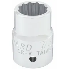 This 3/4" drive hand socket features a 21 mm metric size with a 12-point standard configuration. Constructed from chrome, it is suited for tightening or loosening metric fasteners in applications such as automotive repair, heavy equipment maintenance, and industrial assembly.