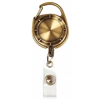 This retractable tether is designed for securing ID badges, access cards, or keys. Its yellow color enhances visibility in industrial or facility environments. The compact 1 1/4 x 1 1/4 in size allows for convenient attachment to clothing or bags