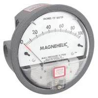 DWYER Differential Pressure Gauge: Back/Single-Side, 1/8 in NPT Female, 2000, 4 in Dial, IP67, IP67 (MPN 2100)